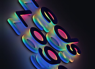 LEDのグラデーション効果で美しいフォントの3Dロゴを作る